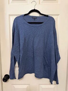 Eileen Fisher Men's Washed Blue Lightweight Crewneck